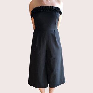 Co & Co Black Sleeveless Flared Cropped Gaucho Jumpsuit Romper Size Small